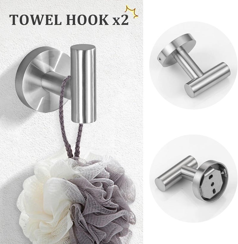 TURS 5 Piece Bathroom Hardware Set Brushed, SUS304 Stainless Steel Bath Towel Bar Set, 24 Inch Bathroom Accessories Kit Wall Mounted - Image 5